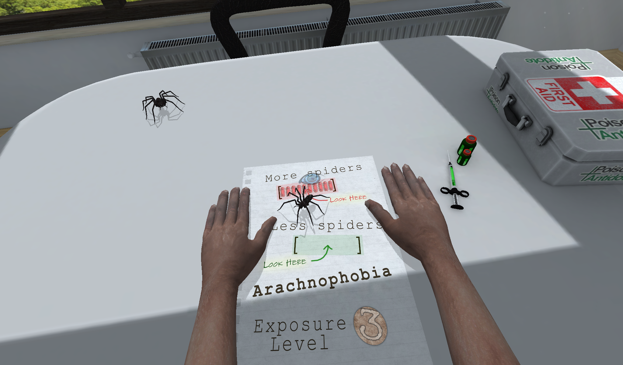 Arachnophobia treatment by exposure to virtual spiders